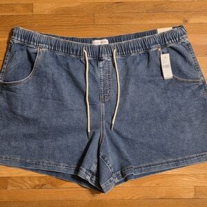 New Lane Bryant 22 Denim Drawstring 5 Inch Inseam Pull On Shorts